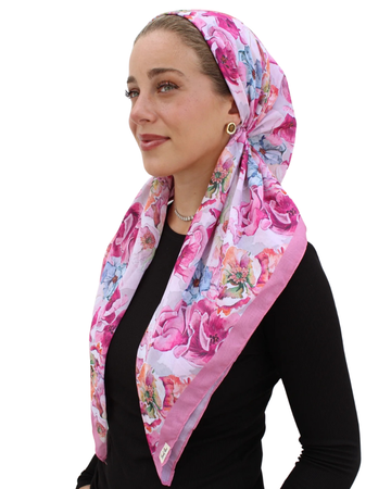 Scarf Bar Pink Flower Power Classic Pre-Tied Bandanna with Velvet Grip Myselflingerie.com